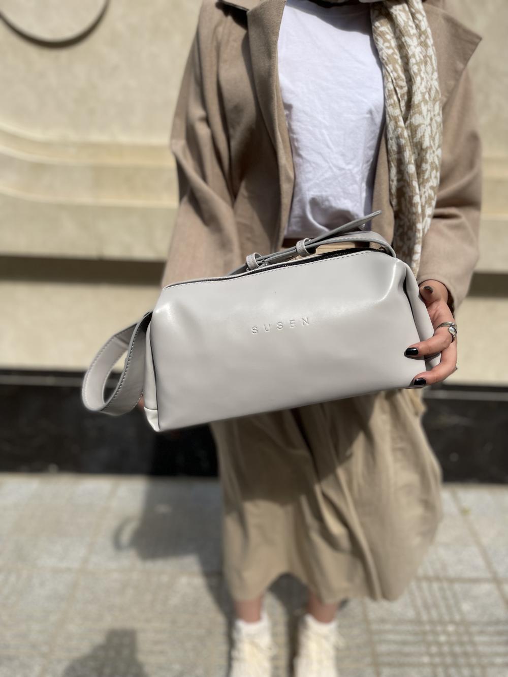 کیف دوشی زنانه چرم طوسی رنگ