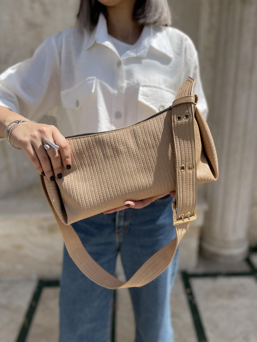 کیف دوشی زنانه پارچه کتان وارداتی