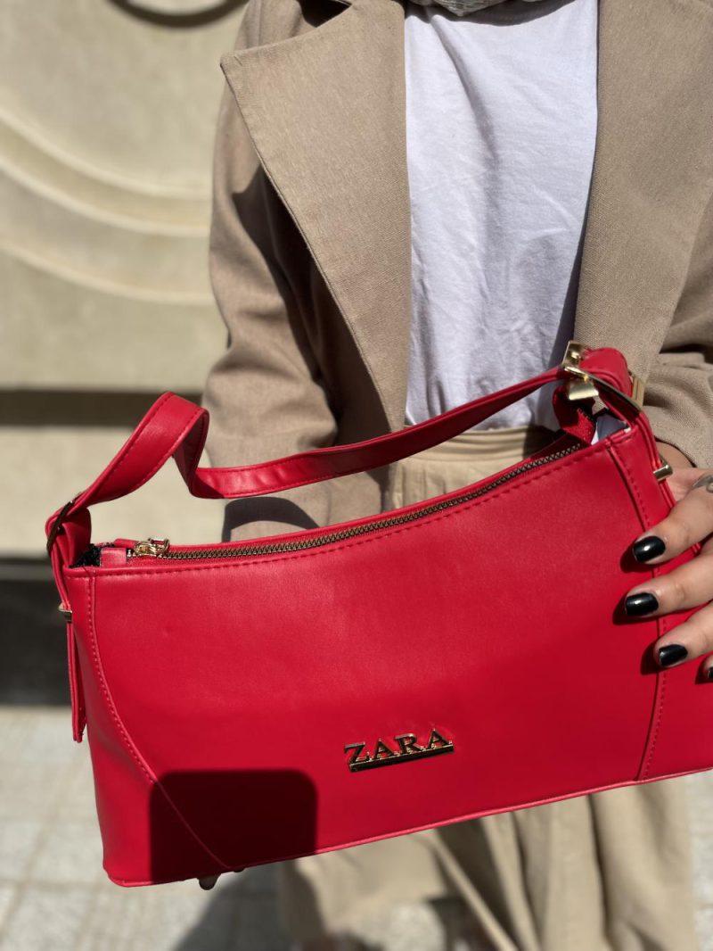 کیف دستی زنانه چرم قرمز رنگ