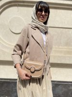 کیف دوشی پاسپورتی زنانه رنگ کرم