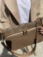 کیف دوشی زنانه چرم قهوه ای روشن