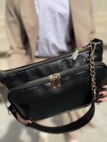 کیف دوشی زنانه چرم مشکی رنگ