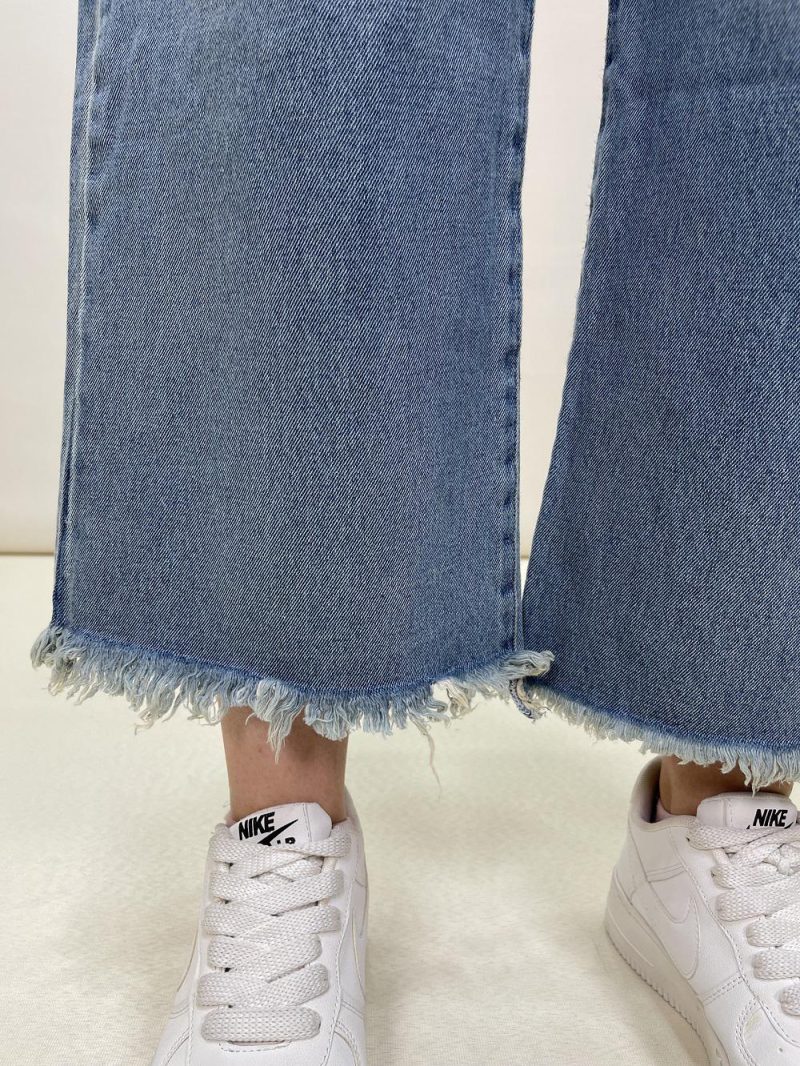 شلوار جین بگ زنانه پایین ریش آبی