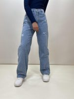 شلوار جین نیم بگ زنانه آبی رنگ