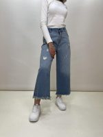 شلوار جین بگ زنانه پایین ریش آبی