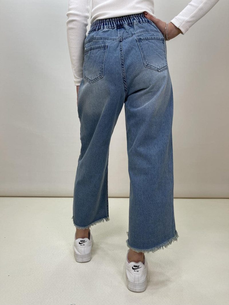 شلوار جین بگ زنانه پایین ریش آبی