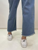 شلوار جین بگ زنانه پایین ریش آبی