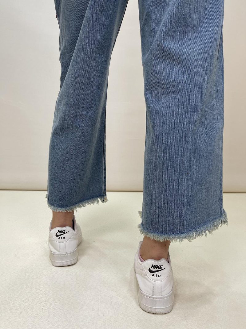 شلوار جین بگ زنانه پایین ریش آبی