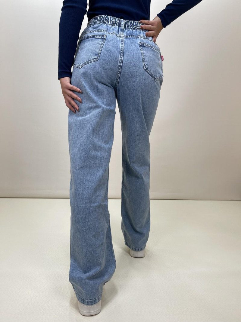 شلوار جین نیم بگ زنانه ابی