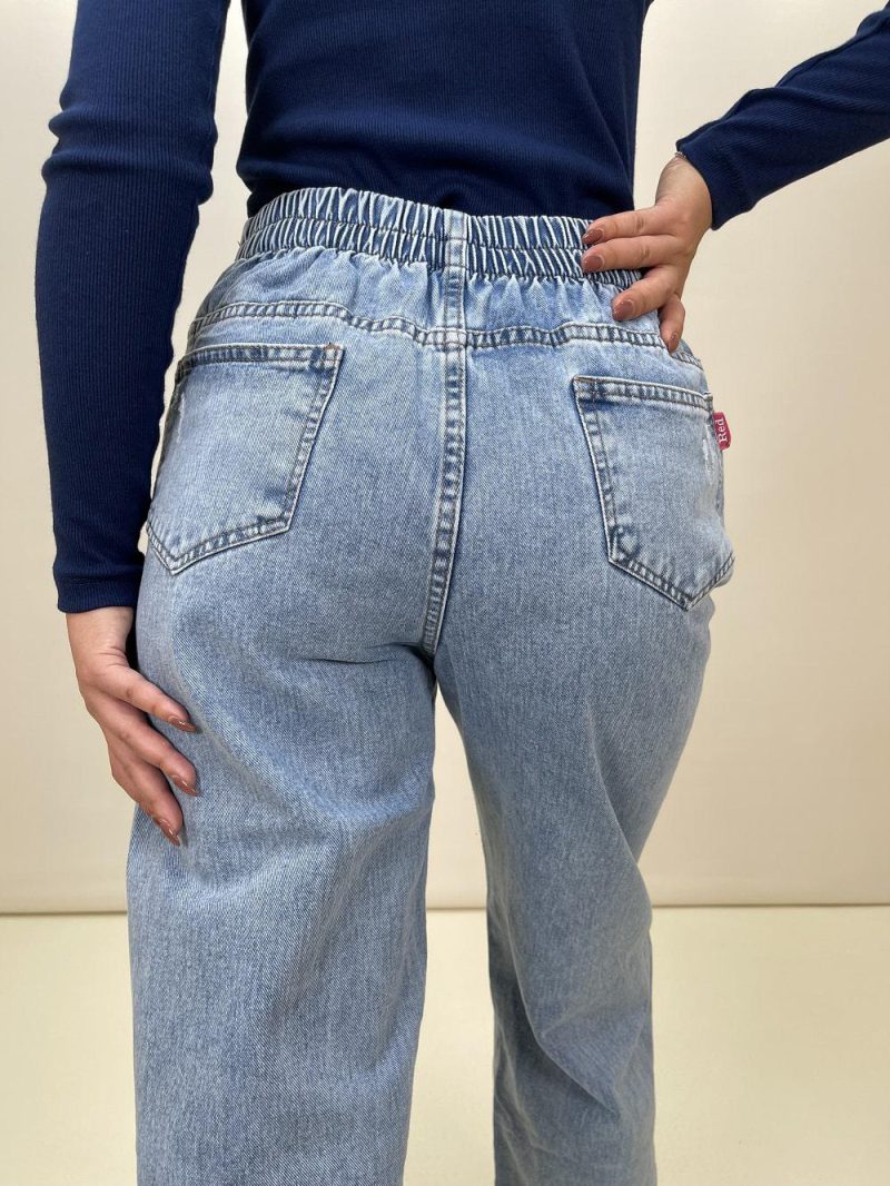 شلوار جین نیم بگ زنانه آبی