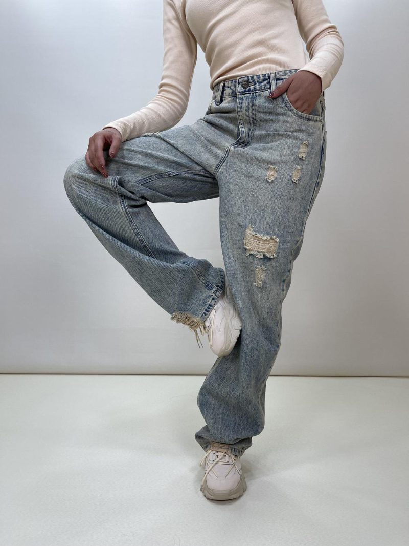 شلوار جین بگ زنانه آبی زارا