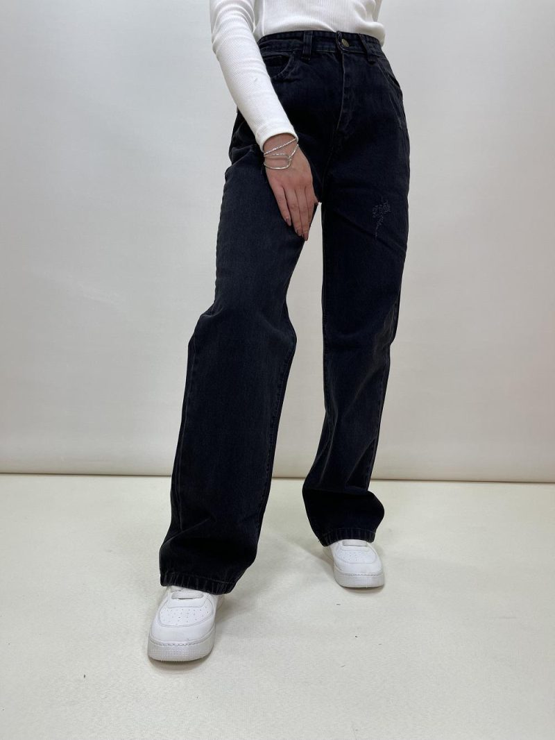 شلوار جین زنانه نیم بگ مشکی