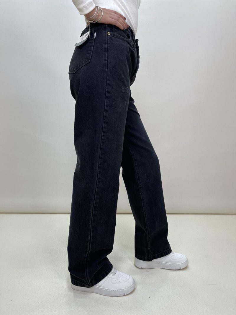 شلوار جین زنانه نیم بگ مشکی