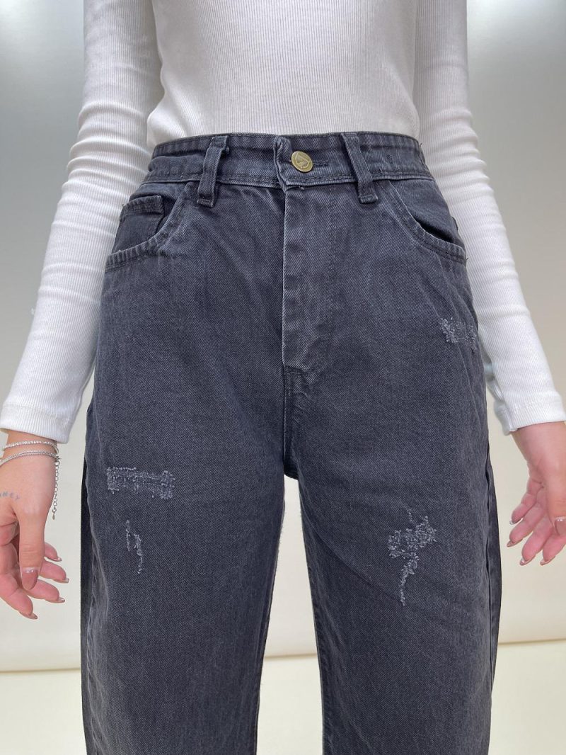 شلوار جین زنانه نیم بگ مشکی