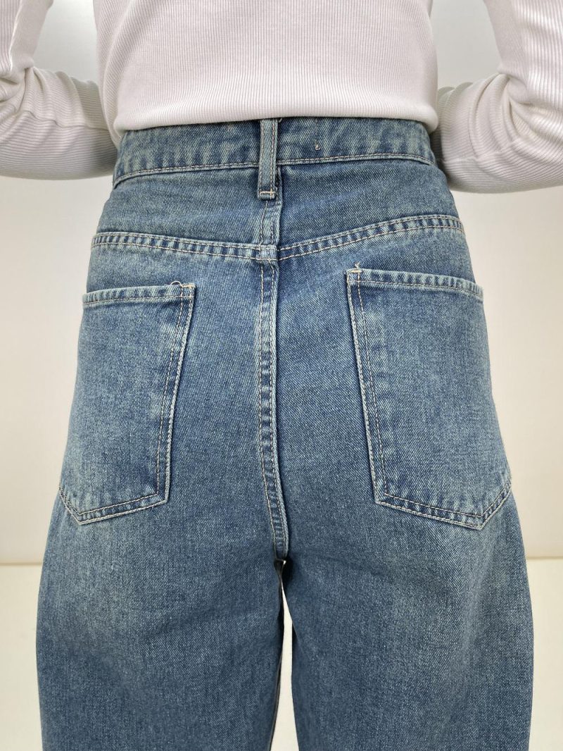 شلوار جین بگ زنانه آبی تینت پارچه وارداتی