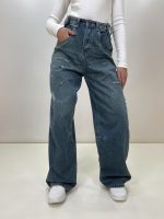 شلوار جین بگ زنانه آبی تینت پارچه وارداتی