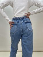 شلوار جین زنانه مام فیت آبی