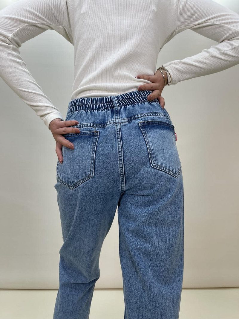 شلوار جین زنانه مام فیت آبی