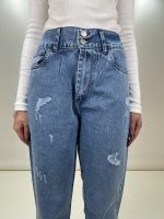 شلوار جین زنانه مام فیت آبی