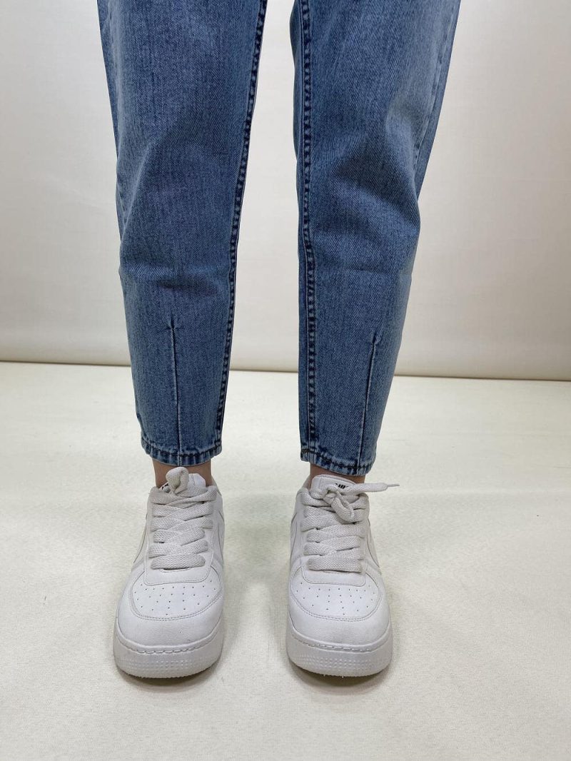 شلوار جین زنانه مام فیت آبی