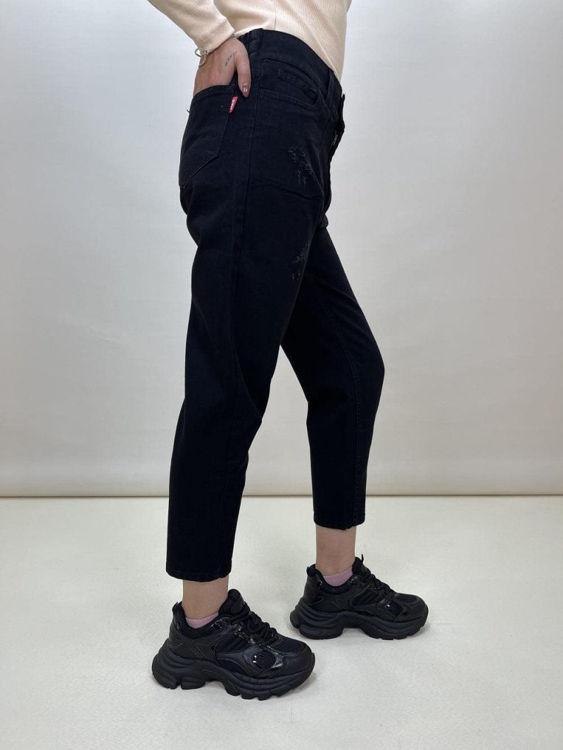 شلوار جین زنانه مام فیت مشکی