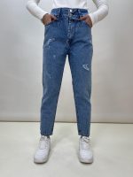 شلوار جین زنانه مام فیت آبی