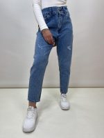 شلوار جین زنانه مام فیت آبی