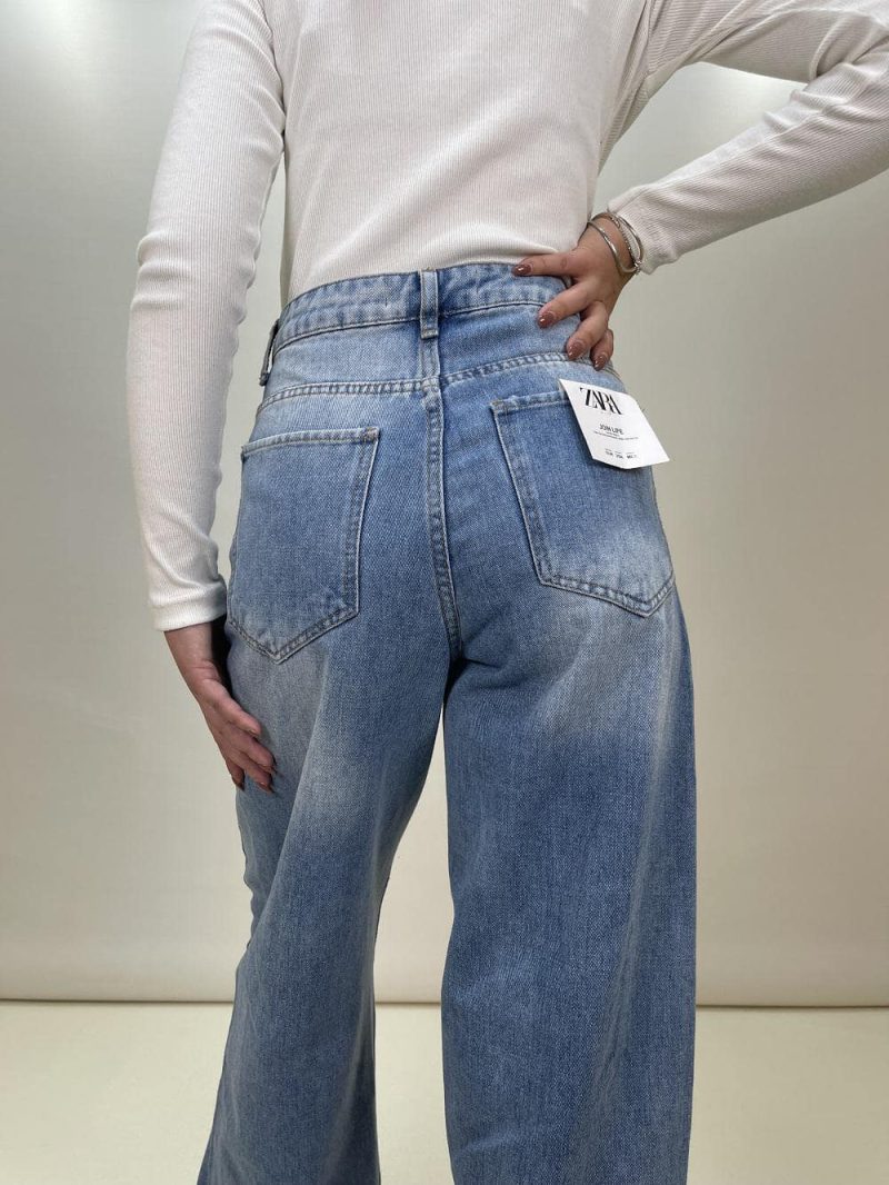 شلوار جین زنانه مدل بگ آبی روشن