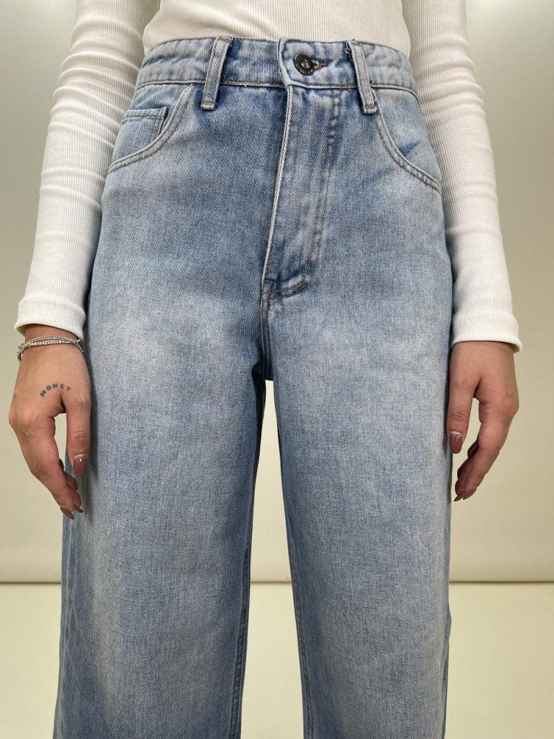 شلوار جین زنانه مدل بگ آبی روشن