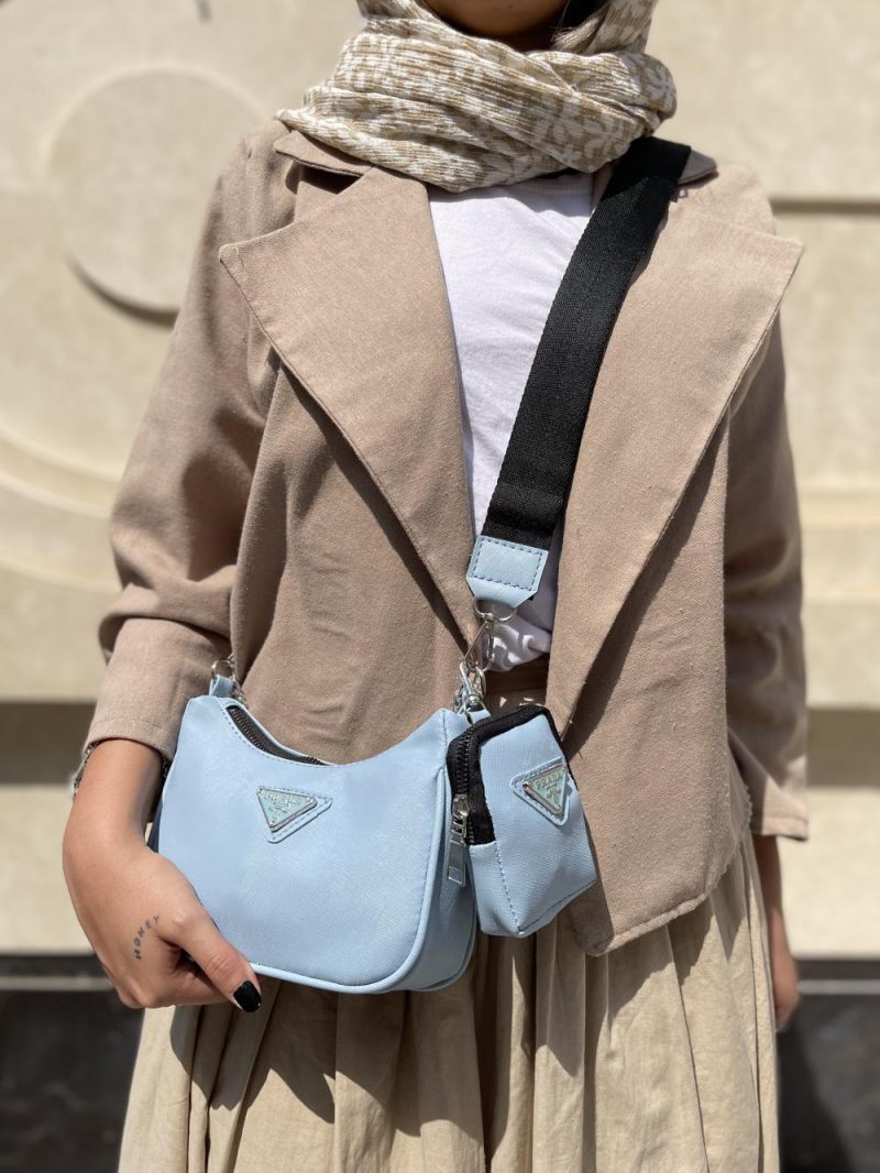 کیف دوشی و دستی زنانه آبی آسمانی