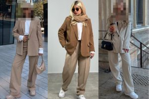 استایل شلوار نیم بگ با کت