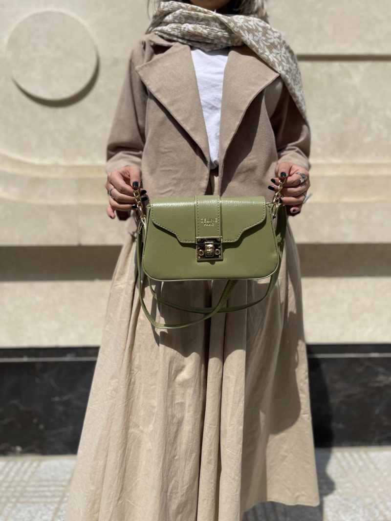 کیف دوشی چرم زنانه سبز رنگ