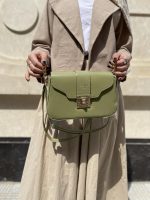 کیف دوشی چرم زنانه سبز رنگ