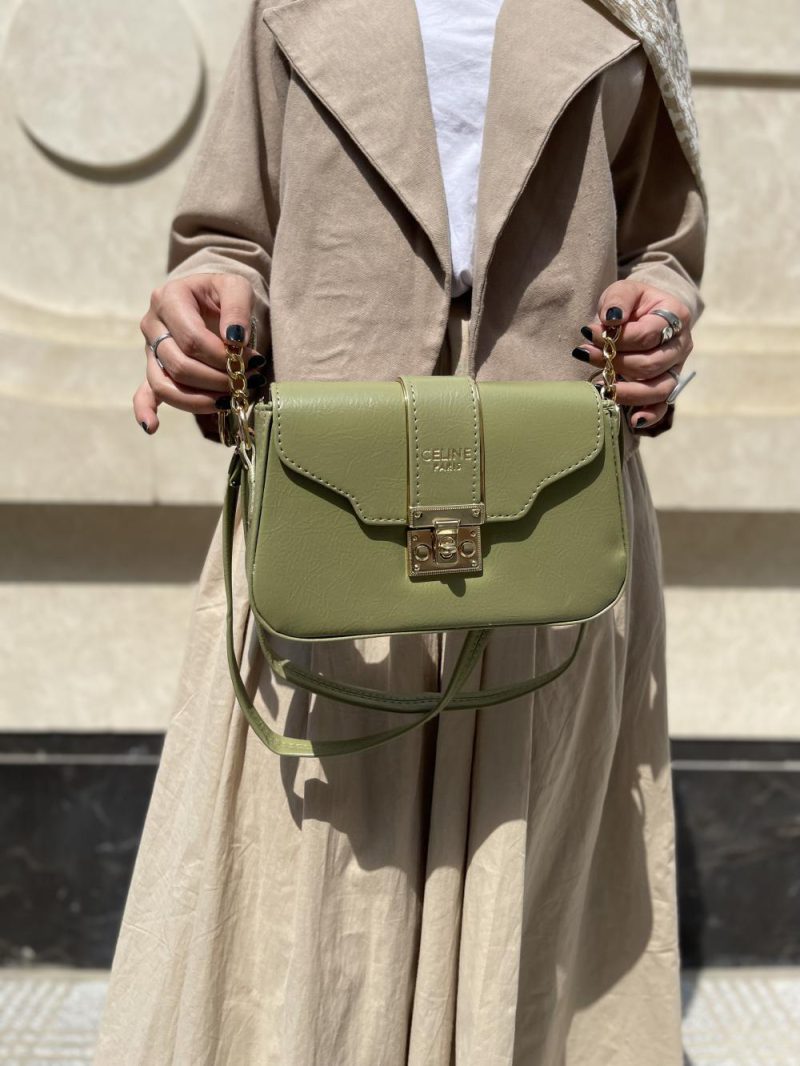 کیف دوشی چرم زنانه سبز رنگ