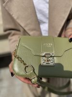 کیف دوشی چرم زنانه سبز رنگ