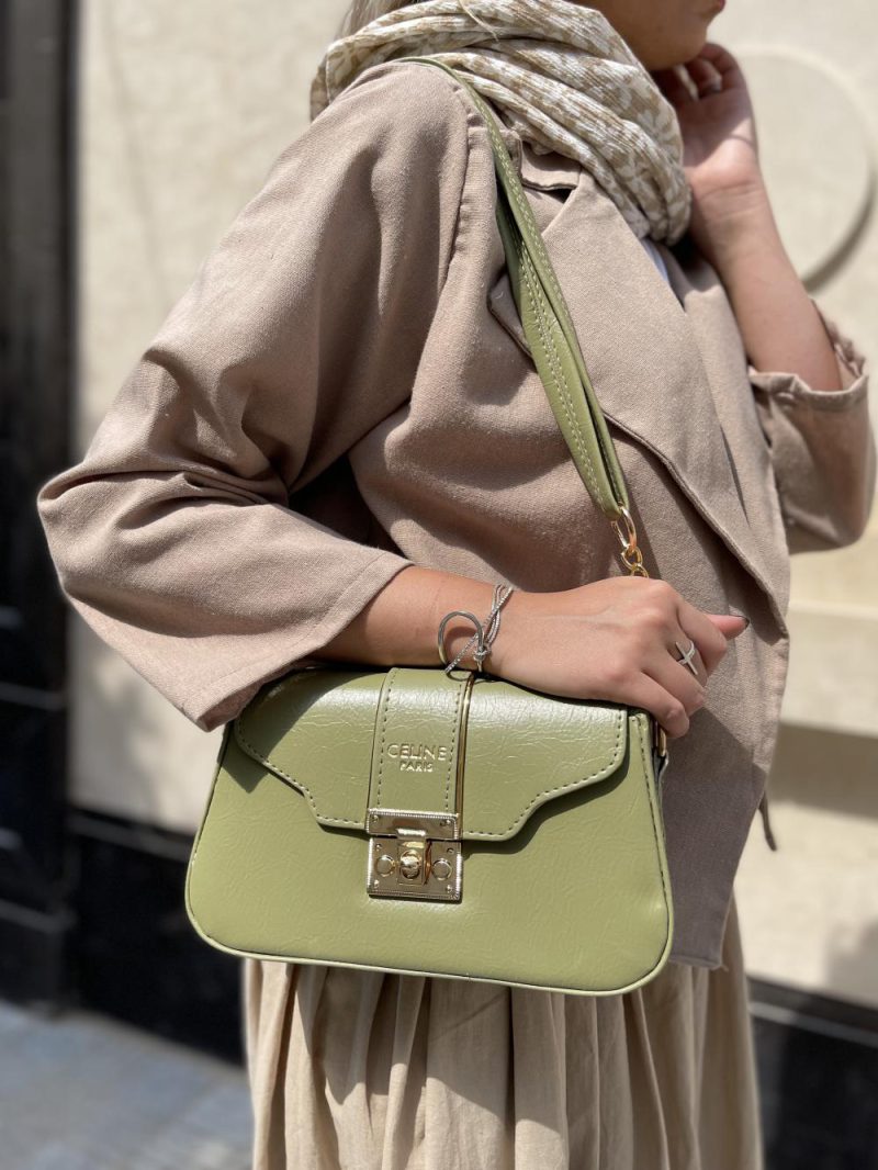 کیف دوشی چرم زنانه سبز رنگ