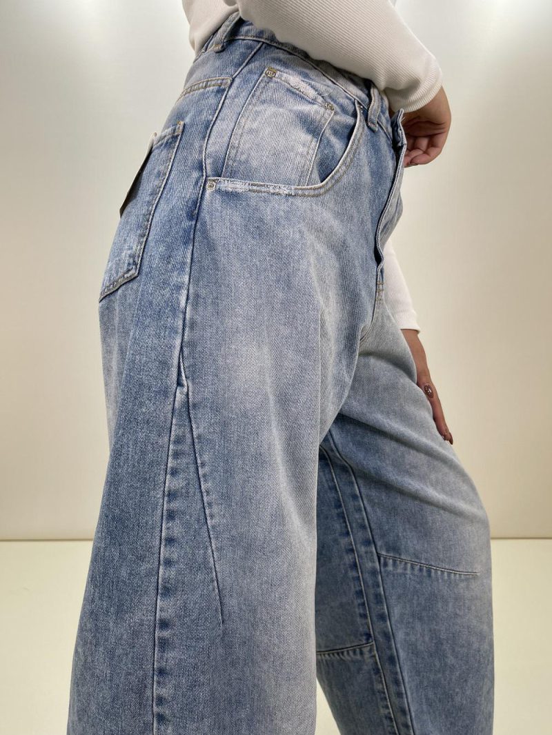 شلوار جین زنانه مدل مام فیت پارچه وارداتی