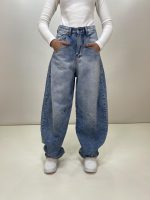 شلوار جین زنانه مام استایل بالنی آبی