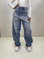 شلوار جین زنانه مدل مام فیت بالنی پارچه وارداتی