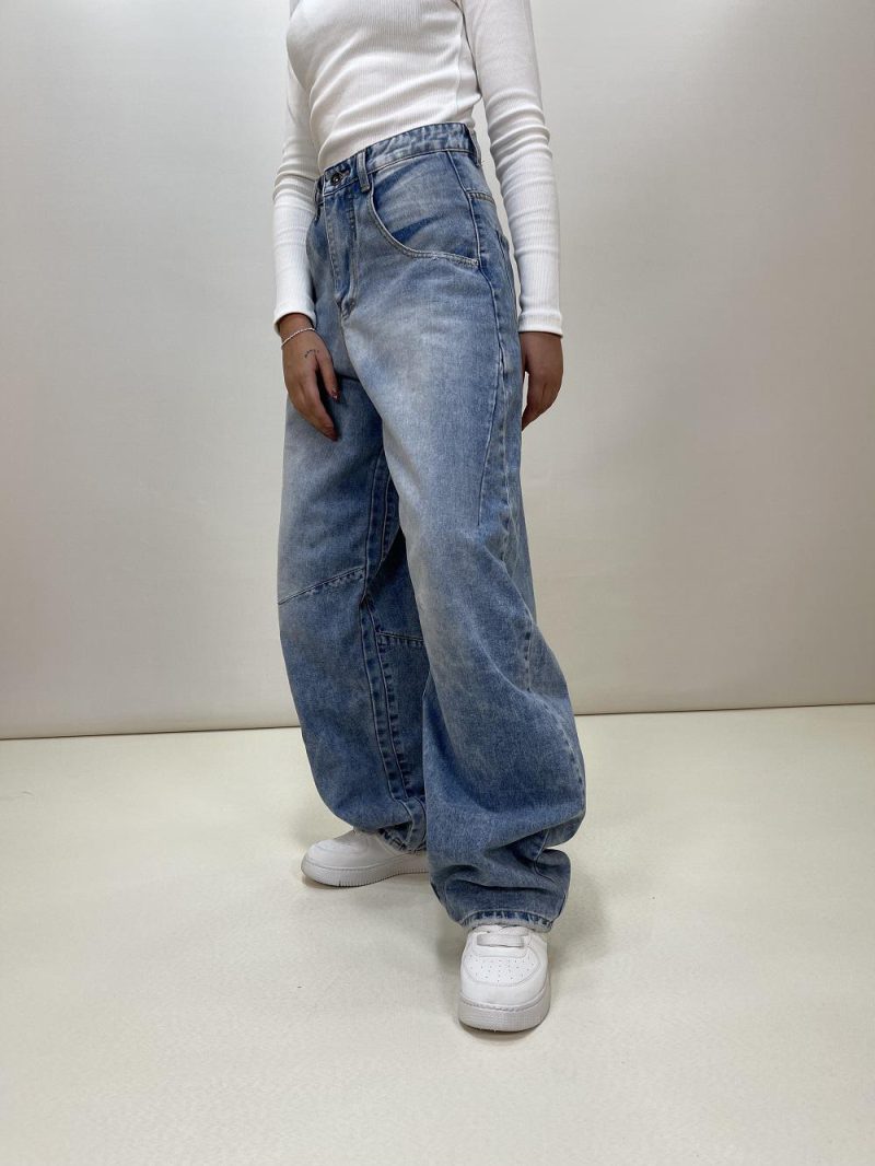 شلوار جین زنانه مدل مام فیت پارچه وارداتی