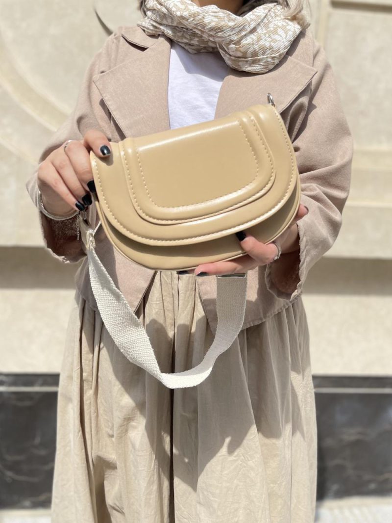 کیف دوشی زنانه کرم رنگ
