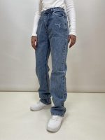 شلوار جسن زنانه مدل واید ابی رنگ