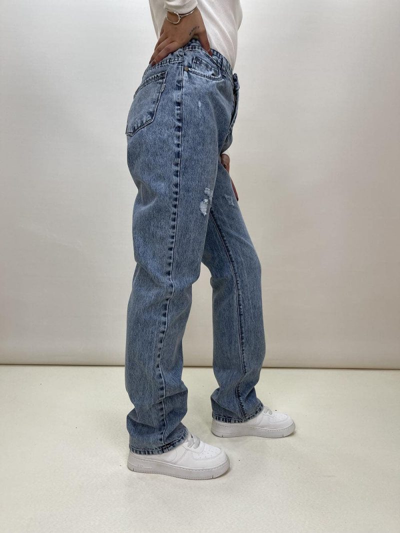 شلوار جسن زنانه مدل واید ابی رنگ