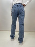 شلوار جسن زنانه مدل واید ابی رنگ