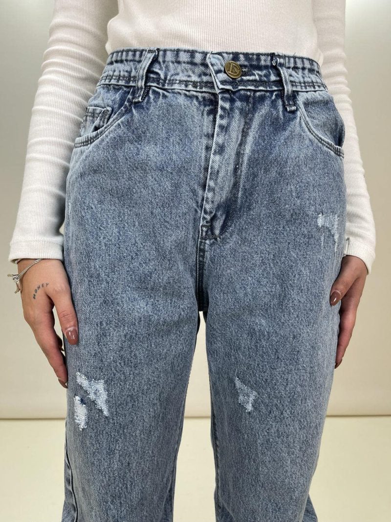 شلوار جسن زنانه مدل واید ابی رنگ