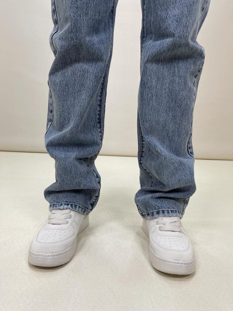 شلوار جسن زنانه مدل واید ابی رنگ