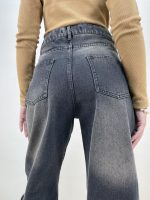 شلوار جین زنانه بگ بغل آدیداس زغالی