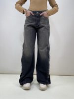 شلوار جین زنانه بگ بغل آدیداس زغالی