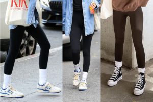 استایل شلوار لگ با کفش تابستانی تخت