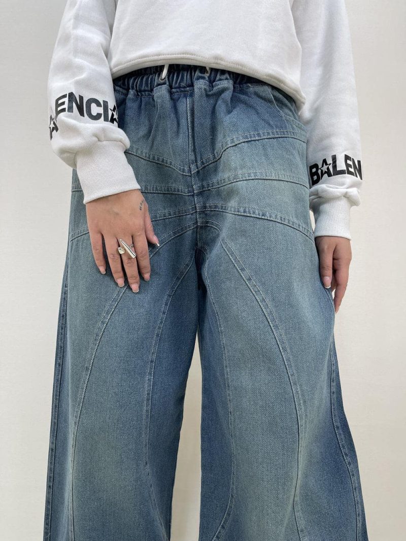 شلوار جین زنانه فول بگ آبی